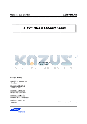 K4Y50084UE-JC datasheet - XDRTM DRAM Product Guide