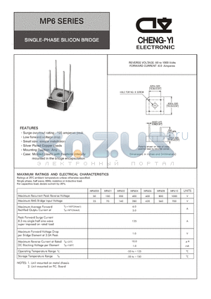 MP6005 datasheet - SINGLE-PHASE SILICON BRIDGE