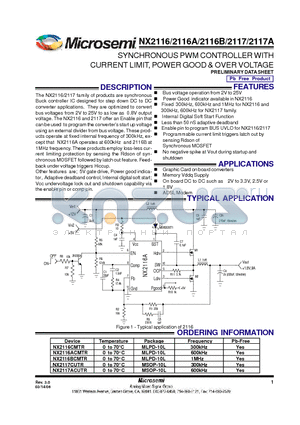 NX2116BCMTR datasheet - SYNCHRONOUS PWM CONTROLLER WITH CURRENT LIMIT, POWER GOOD & OVER VOLTAGE