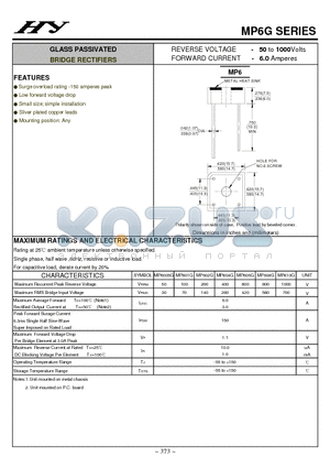 MP602G datasheet - GLASS PASSIVATED BRIDGE RECTIFIERS