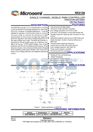 NX2138CMTR datasheet - SINGLE CHANNEL MOBILE PWM CONTROLLER