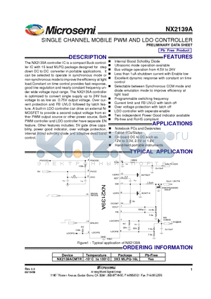 NX2139A datasheet - SINGLE CHANNEL MOBILE PWM AND LDO CONTROLLER