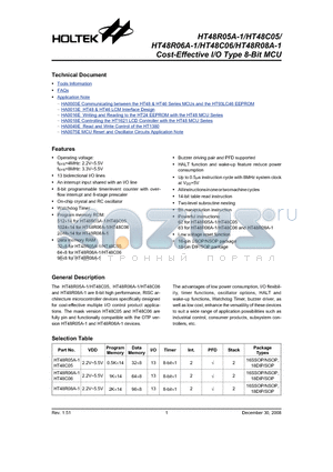 HT48R06A-1_08 datasheet - Cost-Effective I/O Type 8-Bit MCU
