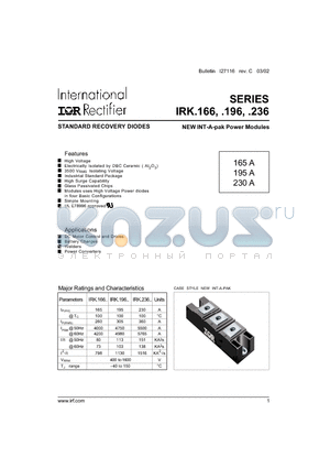 IRKE166-16 datasheet - STANDARD RECOVERY DIODES