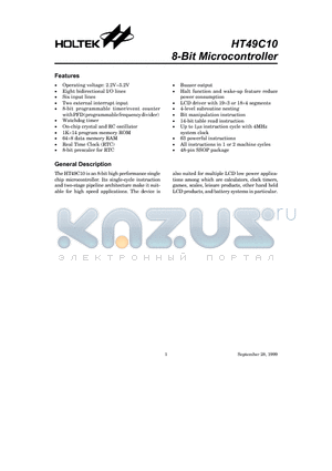 HT49C10 datasheet - 8-Bit Microcontroller