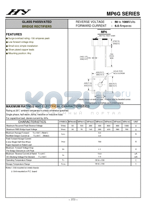 MP608G datasheet - GLASS PASSIVATED BRIDGE RECTIFIERS