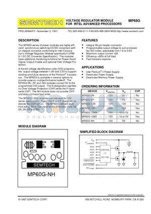 MP60G-5N datasheet - VOLTAGE REGULATOR MODULE FOR INTEL ADVANCED PROCESSORS