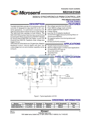 NX2154ACSTR datasheet - 300kHz SYNCHRONOUS PWM CONTROLLER