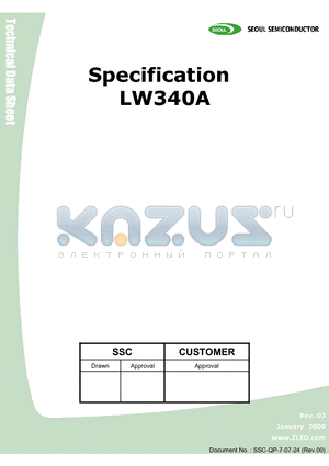 LW340A datasheet - WHITE LAMP LED