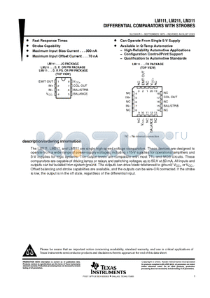 LM211DE4 datasheet - DIFFERENTIAL COMPARATORS WITH STROBES