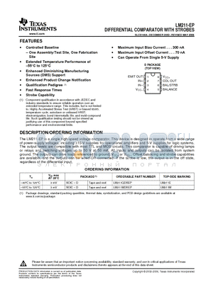 LM211QDREP datasheet - DIFFERENTIAL COMPARATOR WITH STROBES