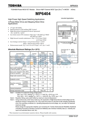 MP6404_07 datasheet - High Power High Speed Switching Applications 3-Phase Motor Drive and Stepping Motor Drive Applications