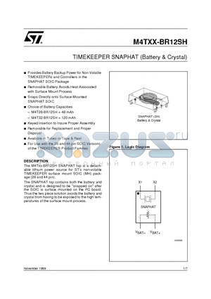 M4T28-BR12SH1 datasheet - TIMEKEEPER SNAPHAT Battery & Crystal