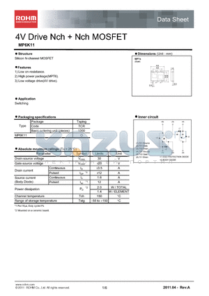 MP6K11_11 datasheet - 4V Drive Nch  Nch MOSFET