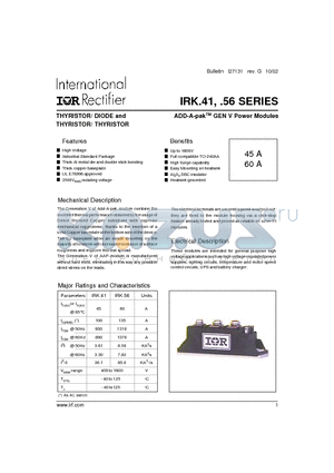 IRKH41/04AS90 datasheet - THYRISTOR/ DIODE and THYRISTOR/ THYRISTOR