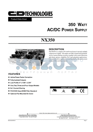 NX350-U3A datasheet - 350 WATT DC/DC POWER SUPPLY