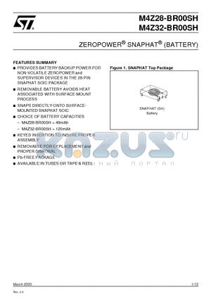 M4Z32-BR00SH datasheet - ZEROPOWER SNAPHAT (BATTERY)