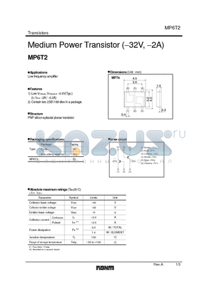 MP6T2 datasheet - Medium Power Transistor (−32V, −2A)