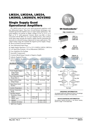 LM224 datasheet - Single Supply Quad Operational Amplifiers