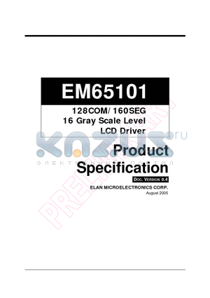 EM65101AH datasheet - 128COM/160SEG 16 Gray Scale Level LCD Driver