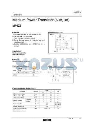 MP6Z3 datasheet - Medium Power Transistor (60V, 3A)