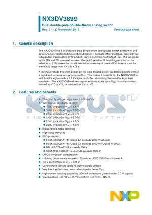 NX3DV3899 datasheet - Dual double-pole double-throw analog switch