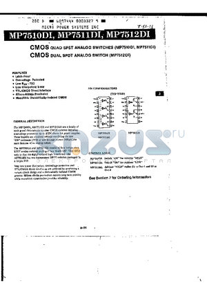 MP7512DI datasheet - CMOS QUAD SPST ANALOG SWITCHES
