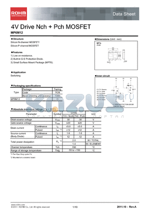 MP6M12 datasheet - 4V Drive Nch  Pch MOSFET