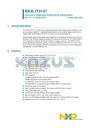 NX3L1T3157_10 datasheet - Low-ohmic single-pole double-throw analog switch