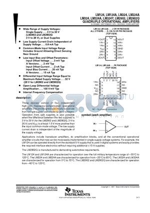 LM224D datasheet - QUADRUPLE OPERATIONAL AMPLIFIERS