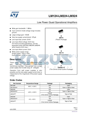 LM224D datasheet - Low Power Quad Operational Amplifiers