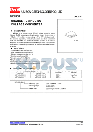 ME7660G-SO8-T datasheet - CHARGE PUMP DC-DC VOLTAGE CONVERTER