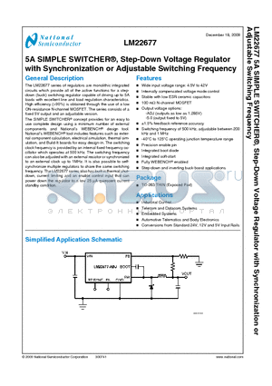 LM22677TJE-ADJ datasheet - 5A SIMPLE SWITCHER^, Step-Down Voltage Regulator with Synchronization or Adjustable Switching Frequency