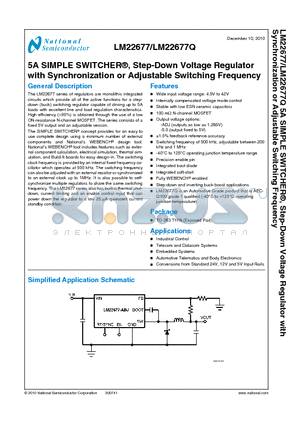 LM22677QTJE-ADJ datasheet - 5A SIMPLE SWITCHER^, Step-Down Voltage Regulator with Synchronization or Adjustable Switching Frequency