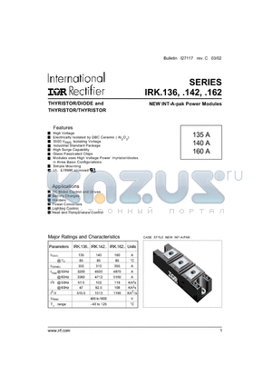 IRKL142-16 datasheet - THYRISTOR/DIODE and THYRISTOR/THYRISTOR