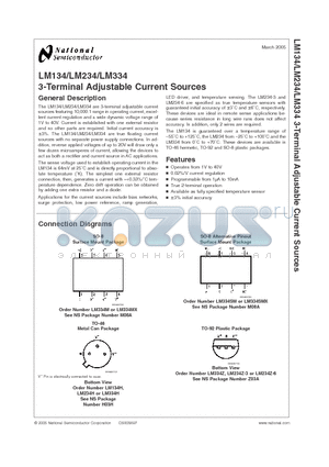 LM234 datasheet - 3-Terminal Adjustable Current Sources