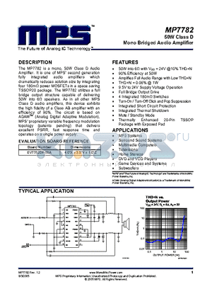 MP7782 datasheet - Mono Bridged Audio Amplifier