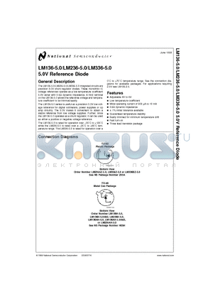 LM236AH-5.0 datasheet - 5.0V Reference Diode