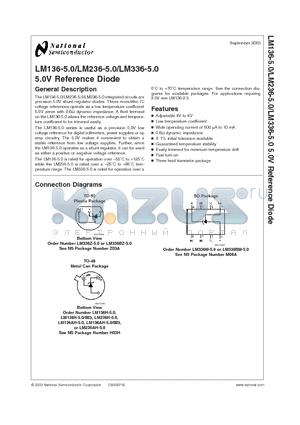 LM236AH-5.0 datasheet - 5.0V Reference Diode