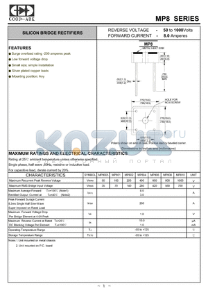 MP801 datasheet - SILICON BRIDGE RECTIFIERS