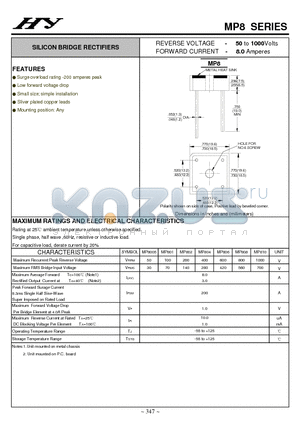 MP802 datasheet - SILICON BRIDGE RECTIFIERS