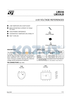 LM236D datasheet - 2.5V VOLTAGE REFERENCES