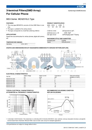 MEA2010LC datasheet - 3-terminal Filters(SMD Array) For Cellular Phone