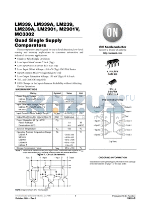 LM239AN datasheet - Quad Single Supply Comparators