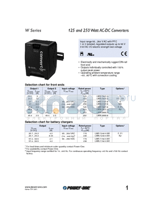 LWN1740-6M1 datasheet - 125 and 250 Watt AC-DC Converters