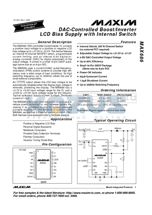 MAX686 datasheet - DAC-Controlled Boost/Inverter LCD Bias Supply with Internal Switch
