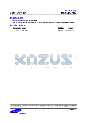 K5A3280YBC-T855 datasheet - MCP MEMORY