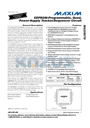 MAX6876 datasheet - EEPROM-Programmable, Quad, Power-Supply Tracker/Sequencer Circuit