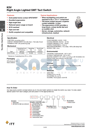 K5V1GN43G datasheet - Right Angle Lighted SMT Tact Switch