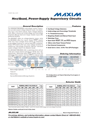 MAX6887DETE datasheet - Hex/Quad, Power-Supply Supervisory Circuits